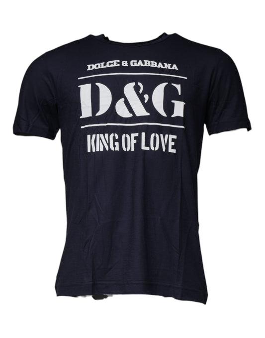 Dolce &amp; Gabbana Blå D&amp;G King Of Love Bomulls-T-skjorte med rund hals