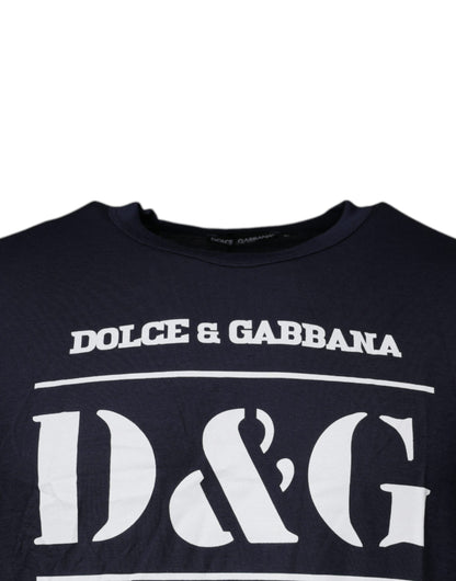 Dolce &amp; Gabbana Blå D&amp;G King Of Love Bomulls-T-skjorte med rund hals