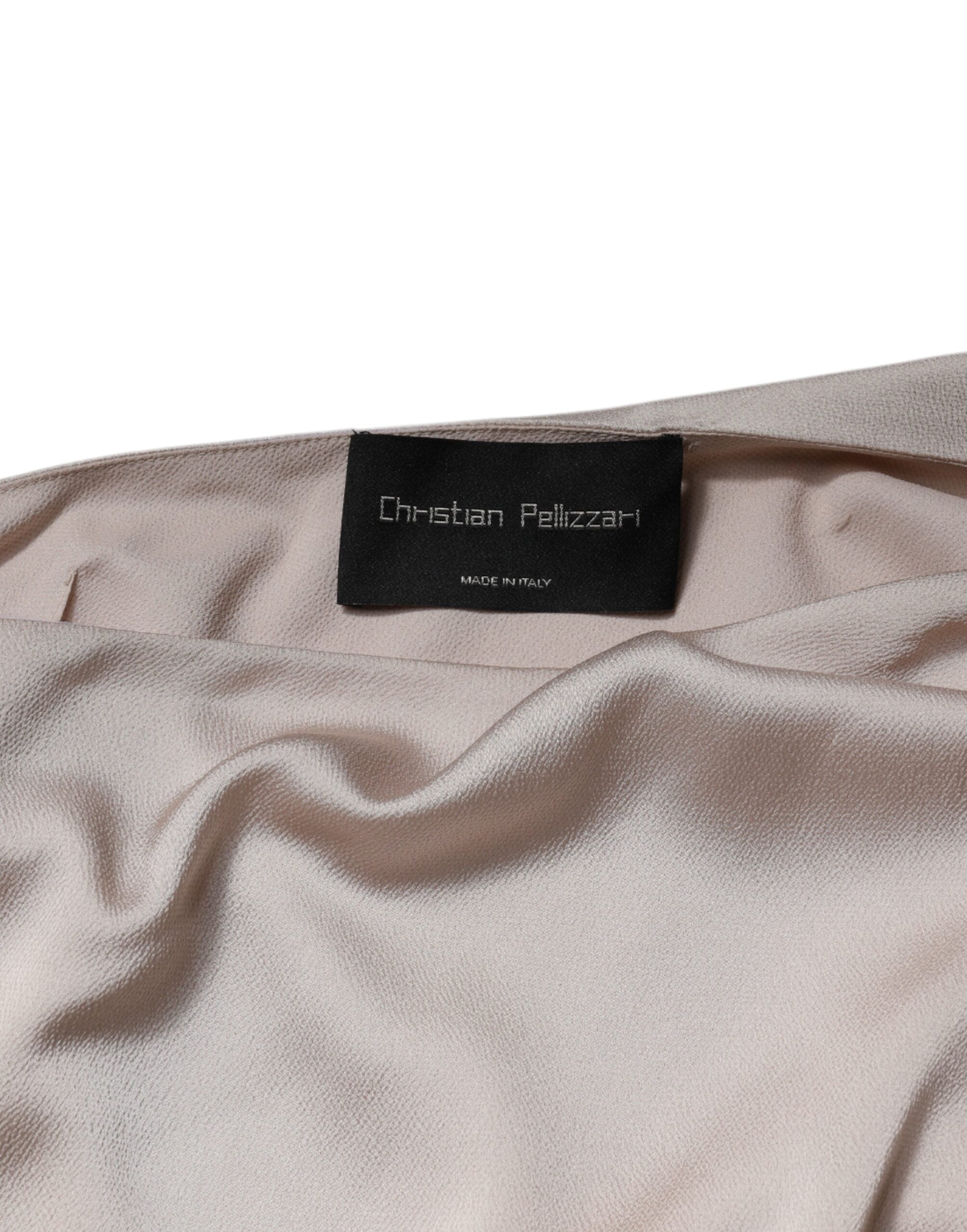 Beige Asymmetrisk Klänning med En Axel