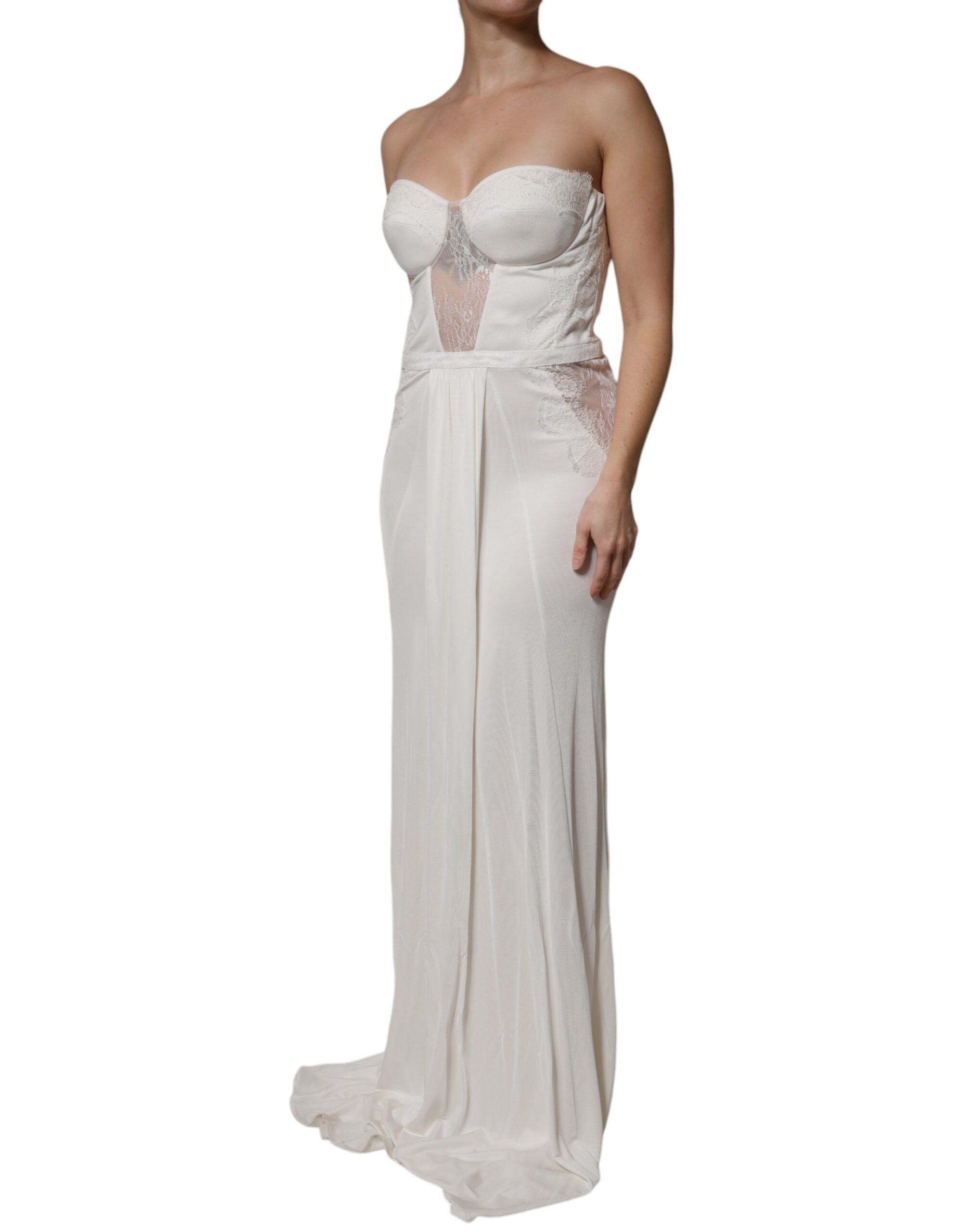 Vit Axelbandslös Bustier Sjöjungfruklänning