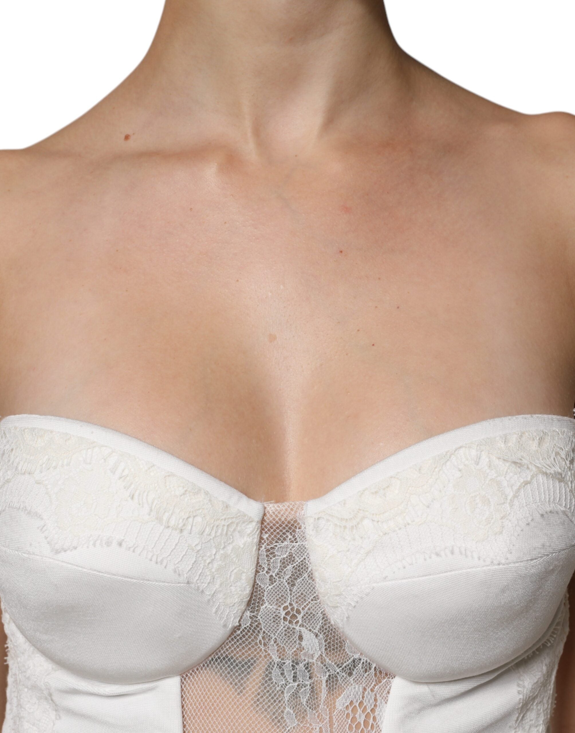 Vit Axelbandslös Bustier Sjöjungfruklänning