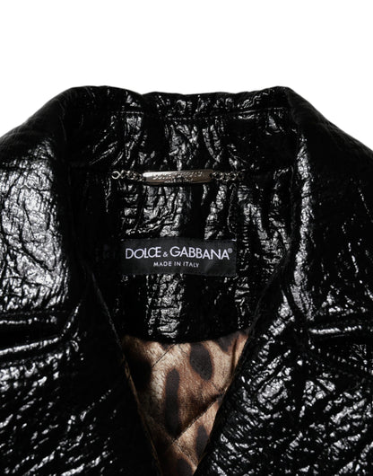 Dolce &amp; Gabbana svart skinnjakke med korte ermer