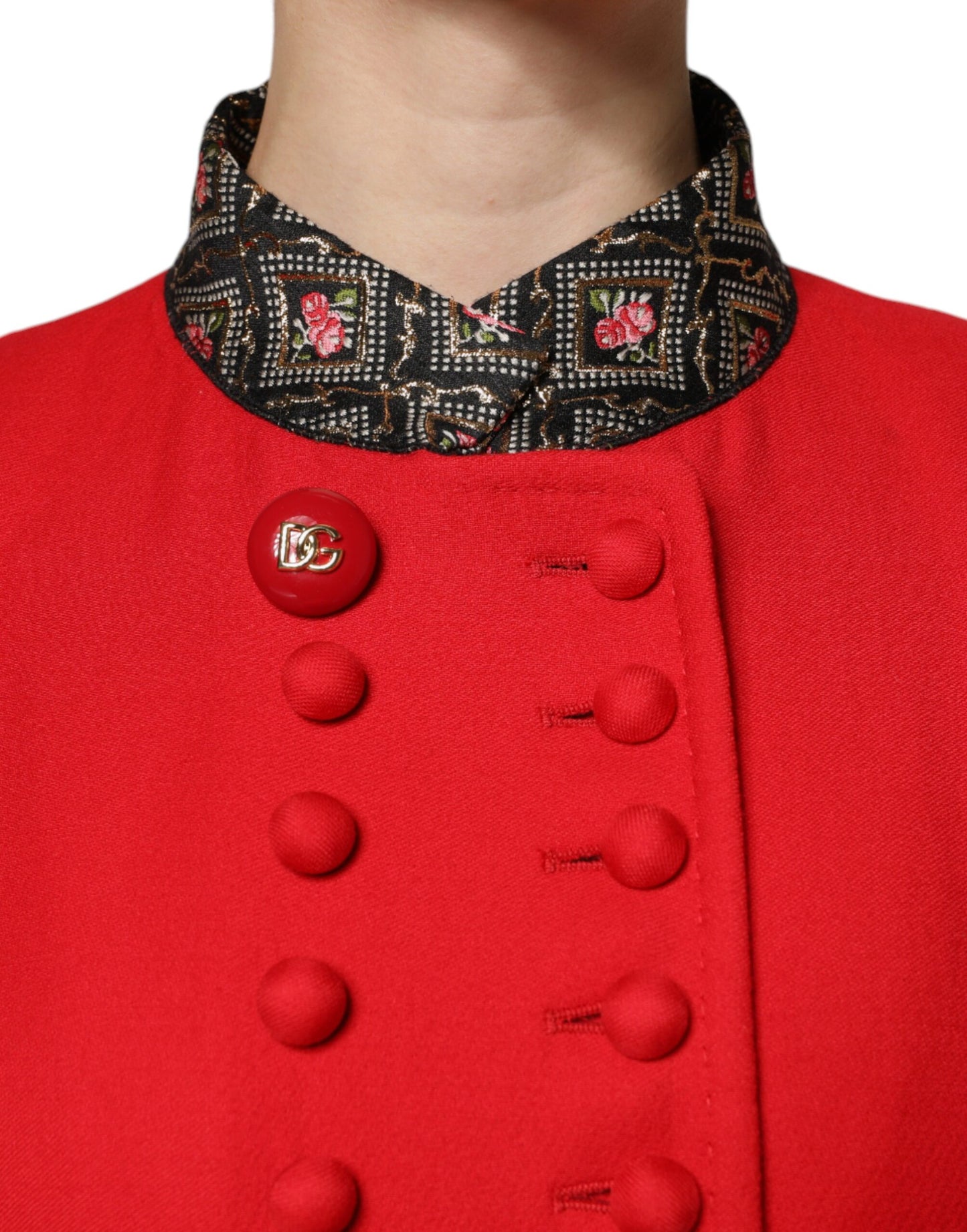 Dolce &amp; Gabbana Rød Jacquard Ull Trenchcoat Jakke For Kvinner