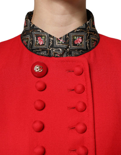 Dolce &amp; Gabbana Rød Jacquard Ull Trenchcoat Jakke For Kvinner