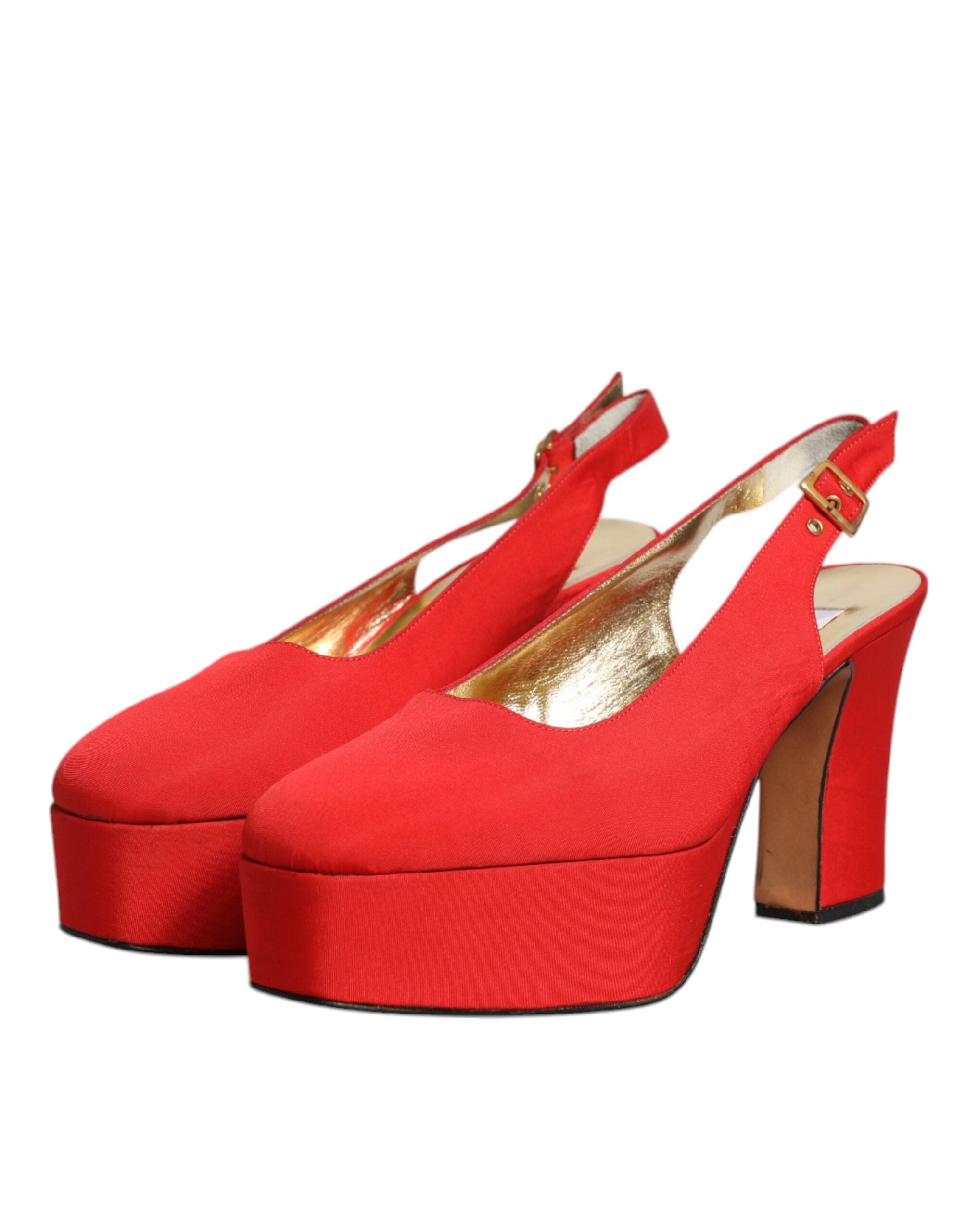 Röda Platå Slingback Klackar Sandaler Skor