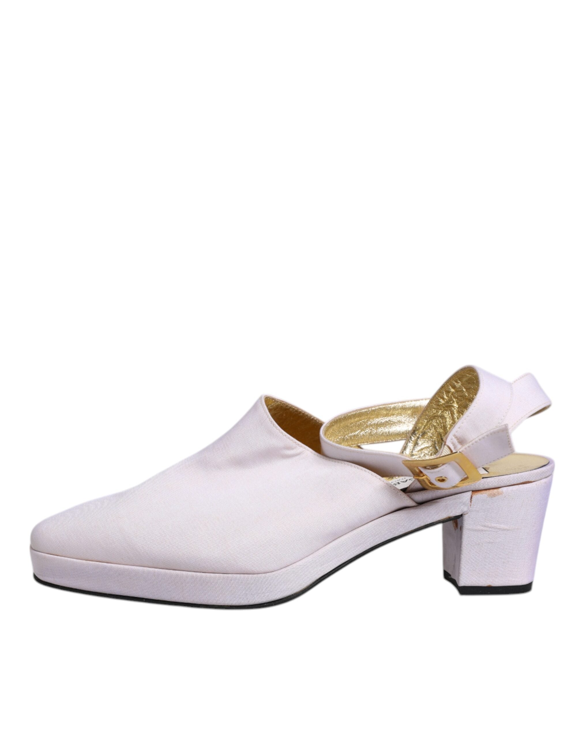 Off White Block Heel Slingback Sandaler Skor