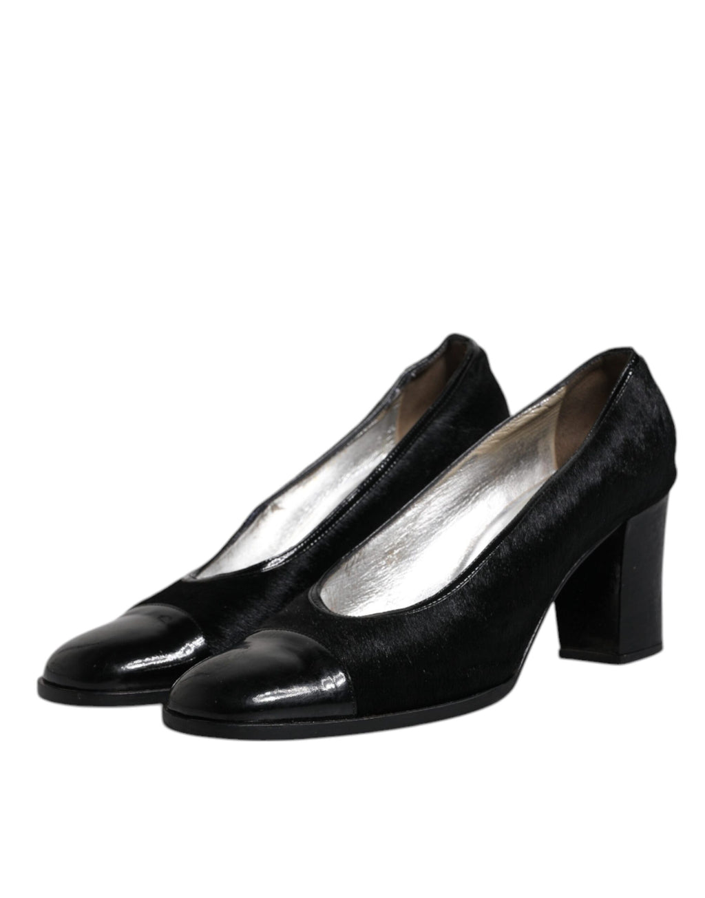 Svarta Läder Blockklackade Pumps Skor