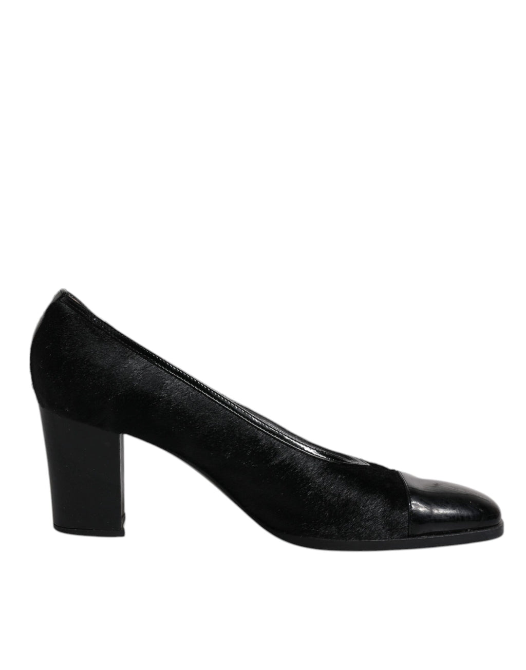 Svarta Läder Blockklackade Pumps Skor