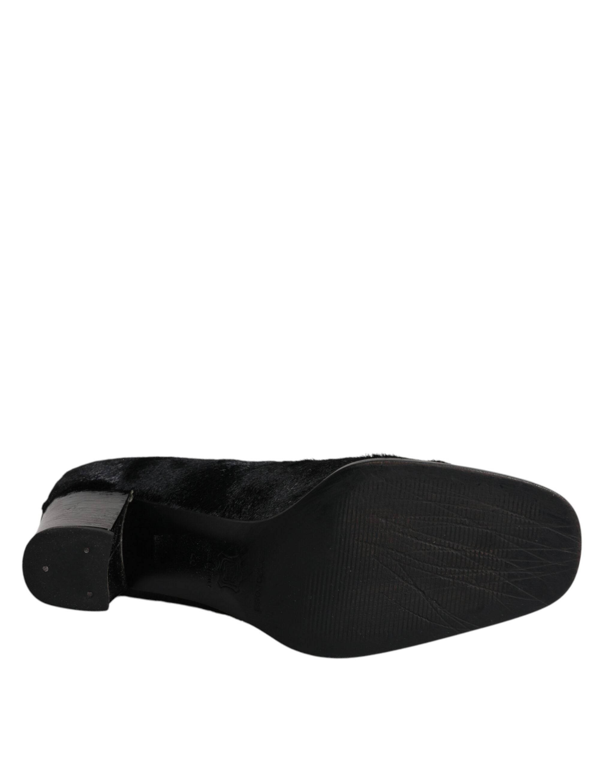 Svarta Läder Blockklackade Pumps Skor