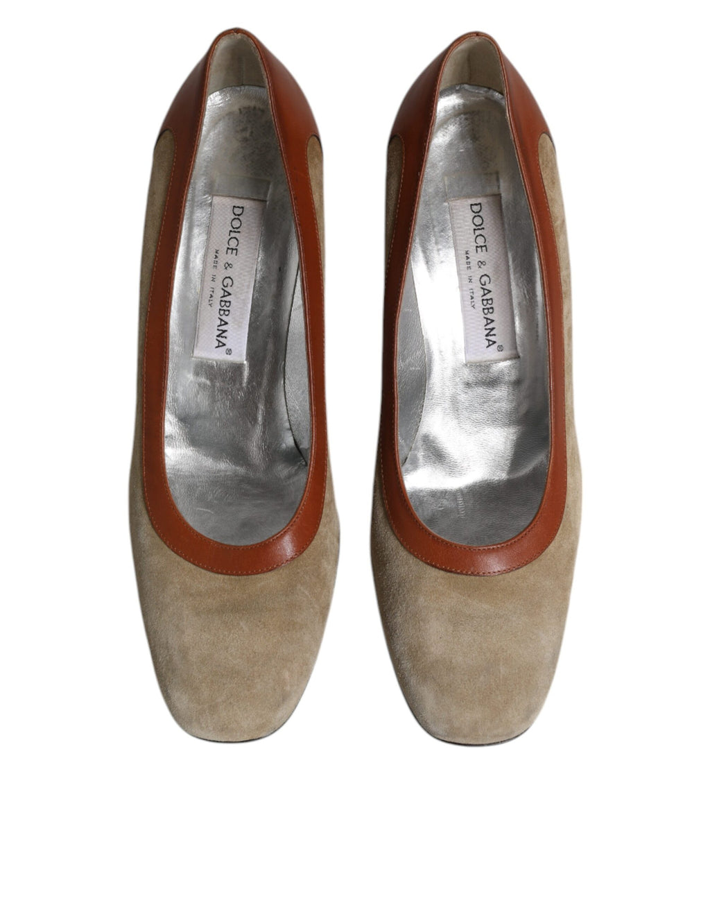 Beige brune skinnsko med blokkhæl og pumps