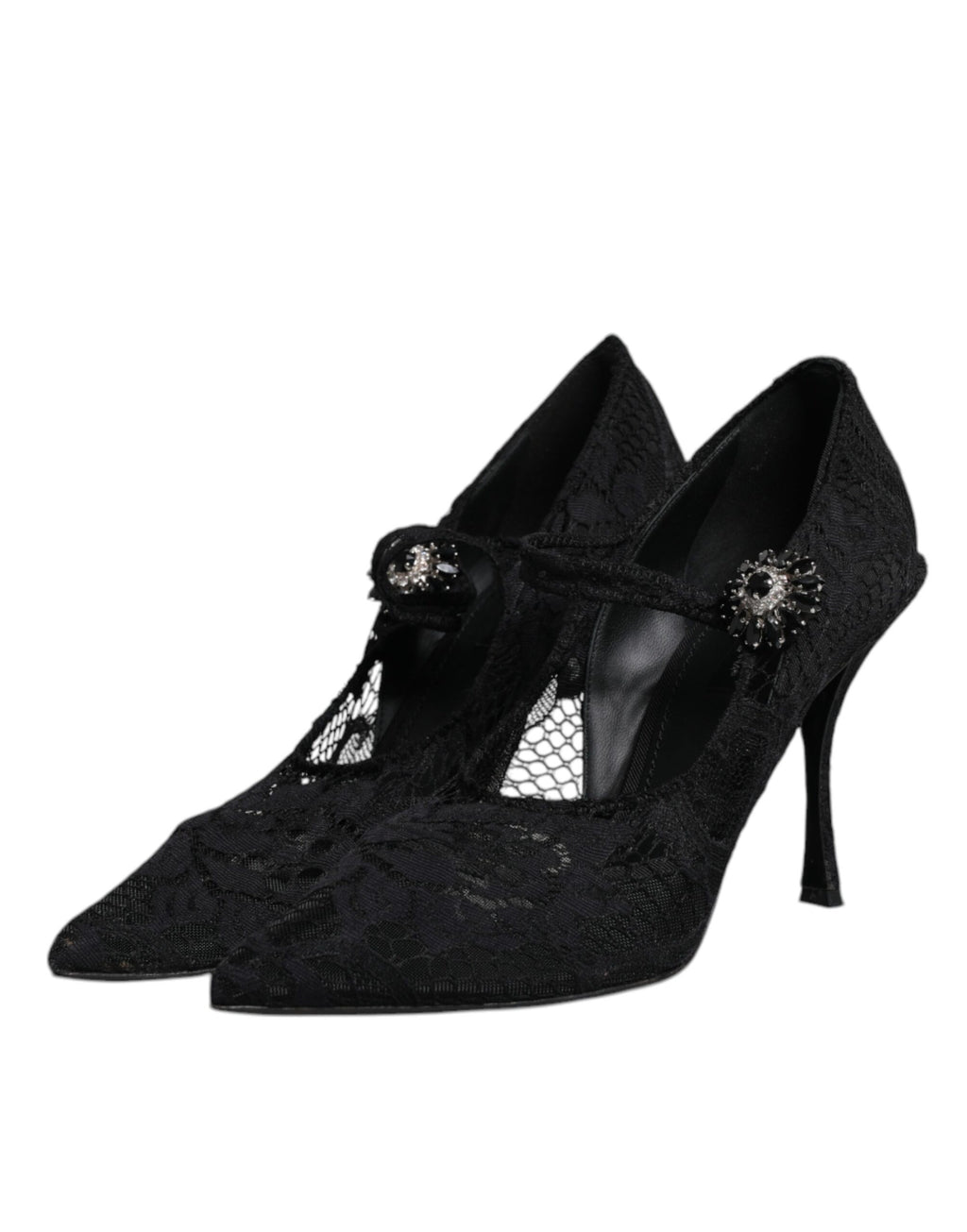 Svarte blondekrystaller Mary Jane pumps sko