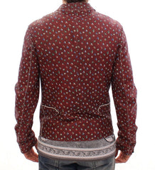 Dolce & Gabbana Bordeaux Leather Boxer Print Jacket Coat