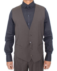 Dolce & Gabbana Brown Striped Stretch Dress Vest