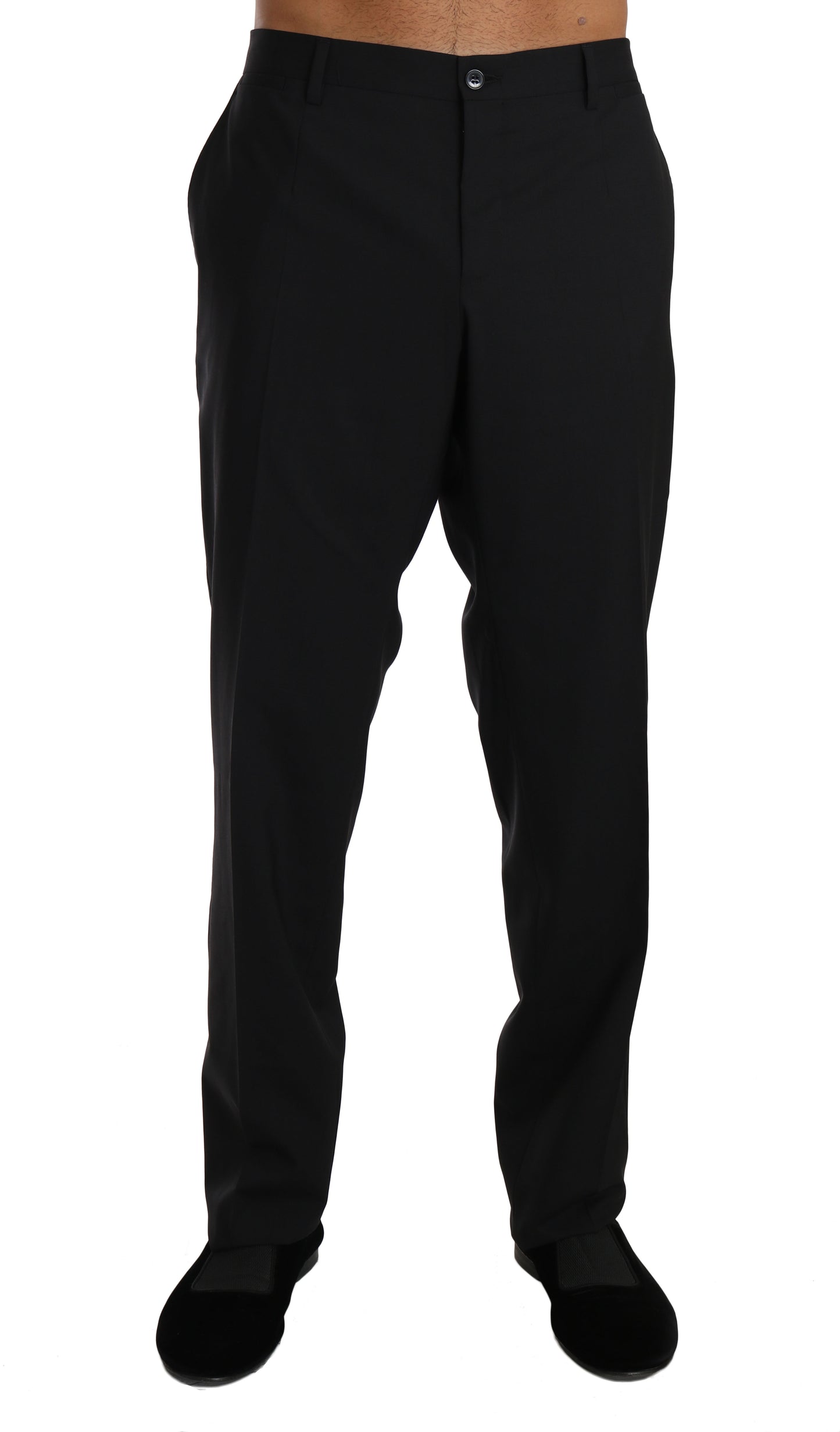 Dolce &amp; Gabbana svarte ullstretch-formbukser
