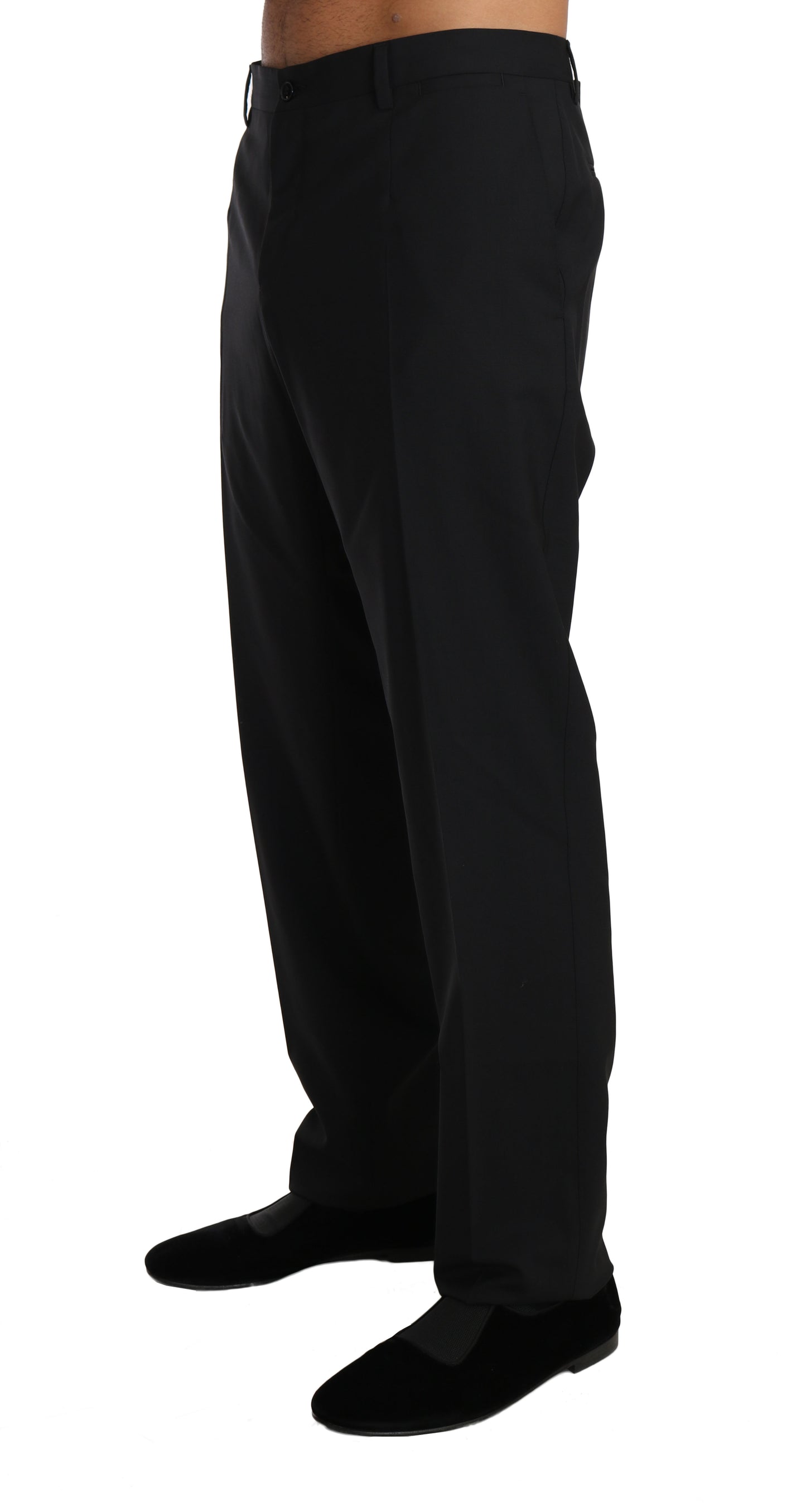 Dolce &amp; Gabbana svarte ullstretch-formbukser