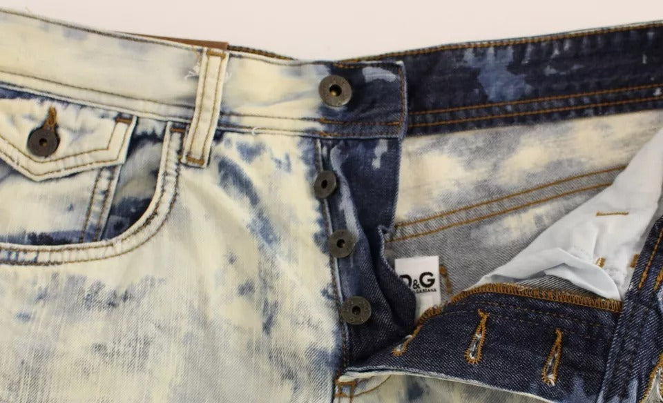 Blå D&amp;G bomullsvaskede jeansshorts