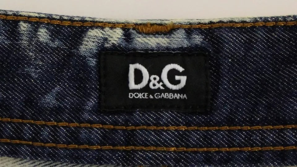 Blå D&amp;G bomullsvaskede jeansshorts
