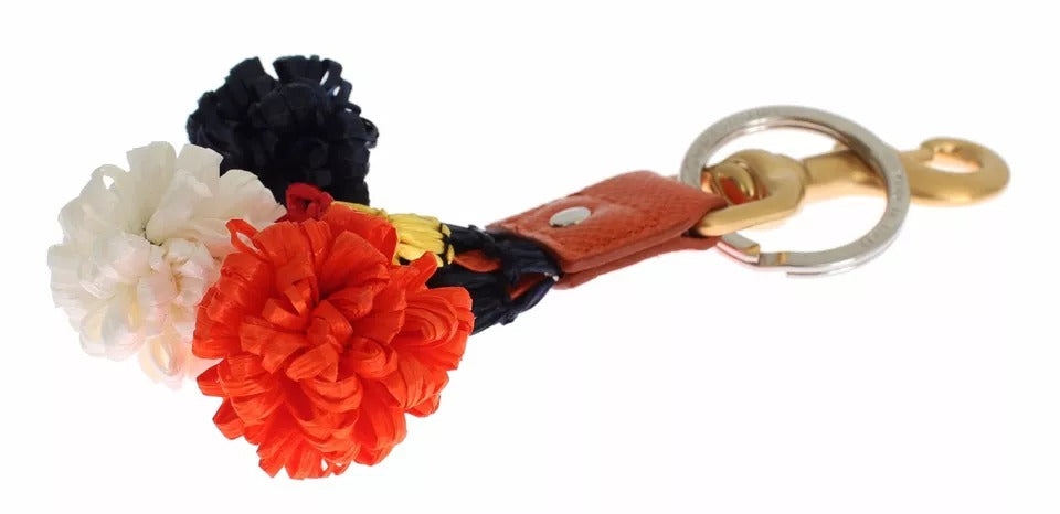 Dolce &amp; Gabbana Brun Gull Raffia Lærlås Finder Chain Nøkkelring