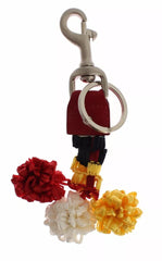 Dolce &amp; Gabbana Silverbrun Raffia Läderspänne Finder Chain Nyckelring