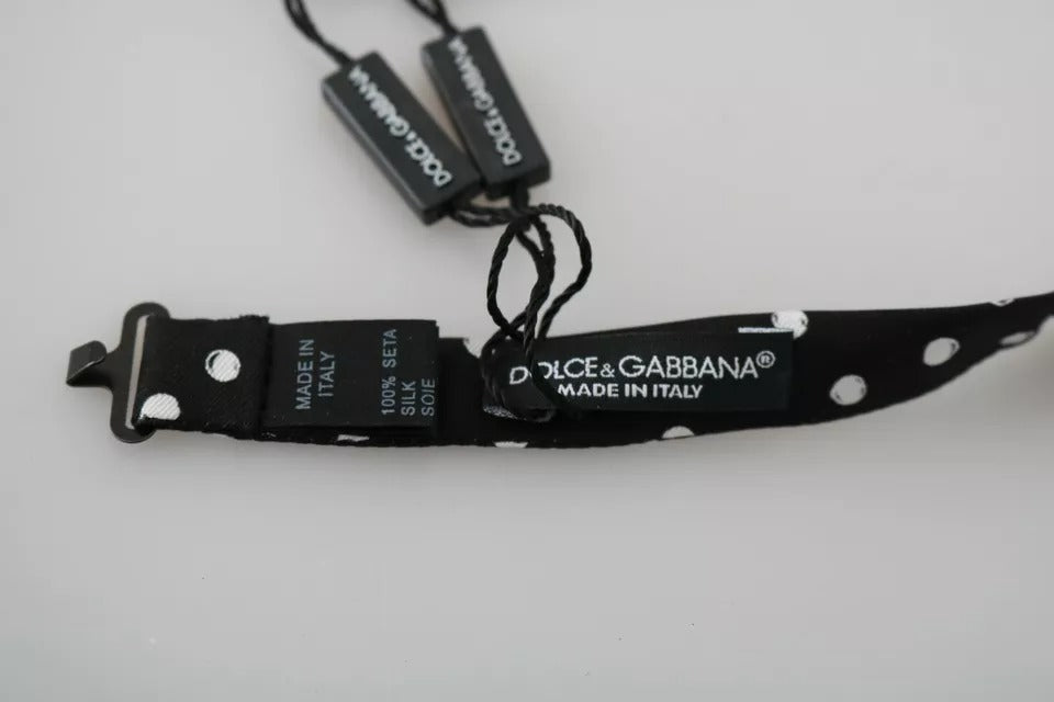 Dolce &amp; Gabbana Svart Prickig Justerbar Fluga med Halsringning