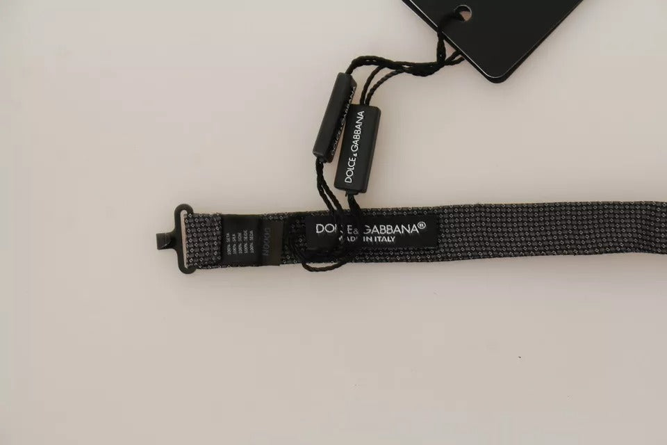 Dolce &amp; Gabbana Grå Mönstrad Sidenfluga med Justerbar Halsringning