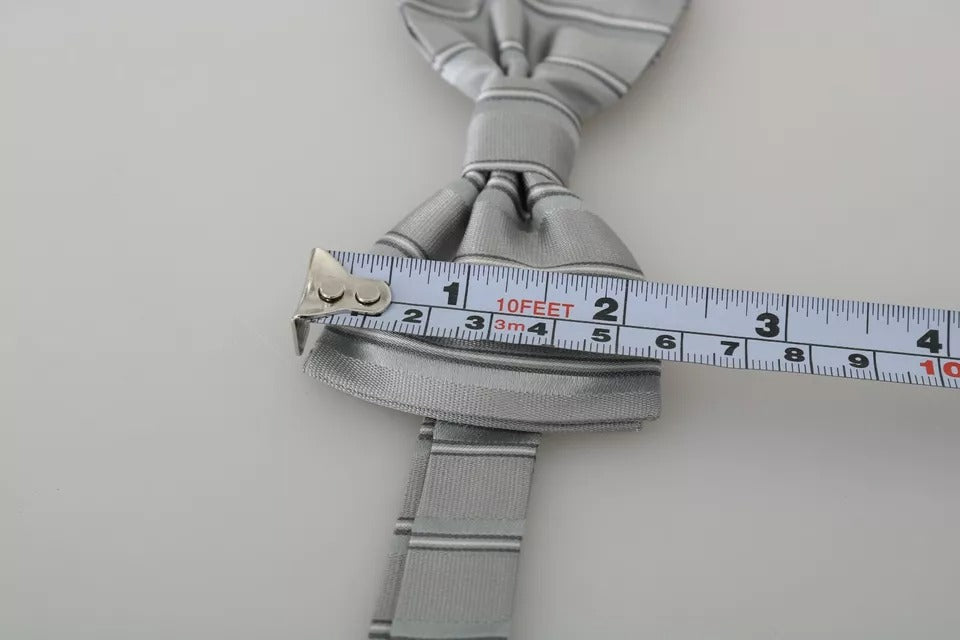 Dolce &amp; Gabbana Ljusgrå Fodrad Justerbar Halsringning Fjärilsfluga