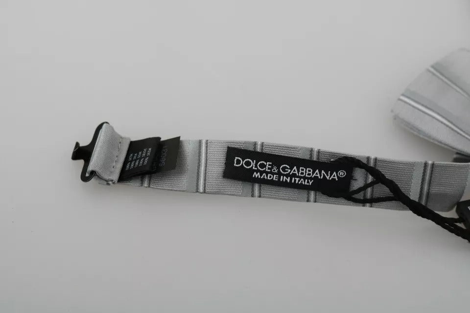 Dolce &amp; Gabbana Ljusgrå Fodrad Justerbar Halsringning Fjärilsfluga