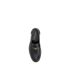 Prada Black Calf Leather Bos Taurus Slip-On Loafers