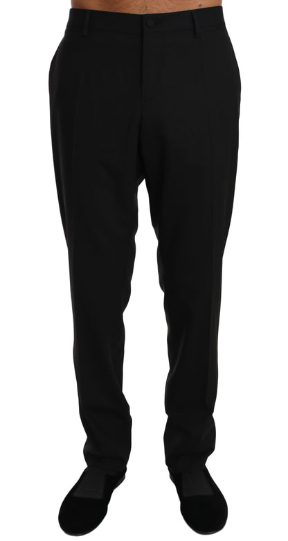 Dolce &amp; Gabbana Svarta Ull Stretchiga Klänningbyxor Byxor