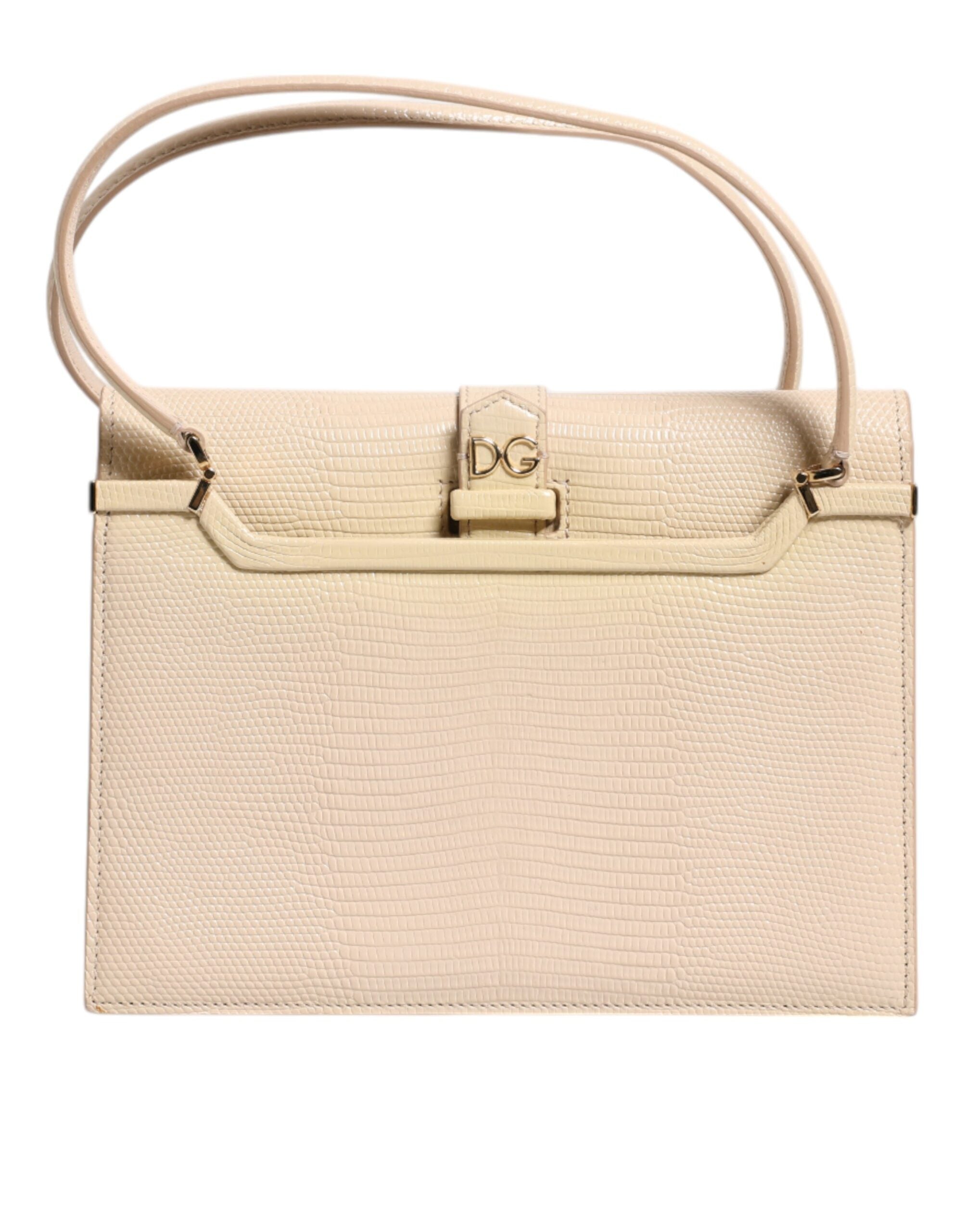 Beige läder Ingrid axelväska med topphandtag