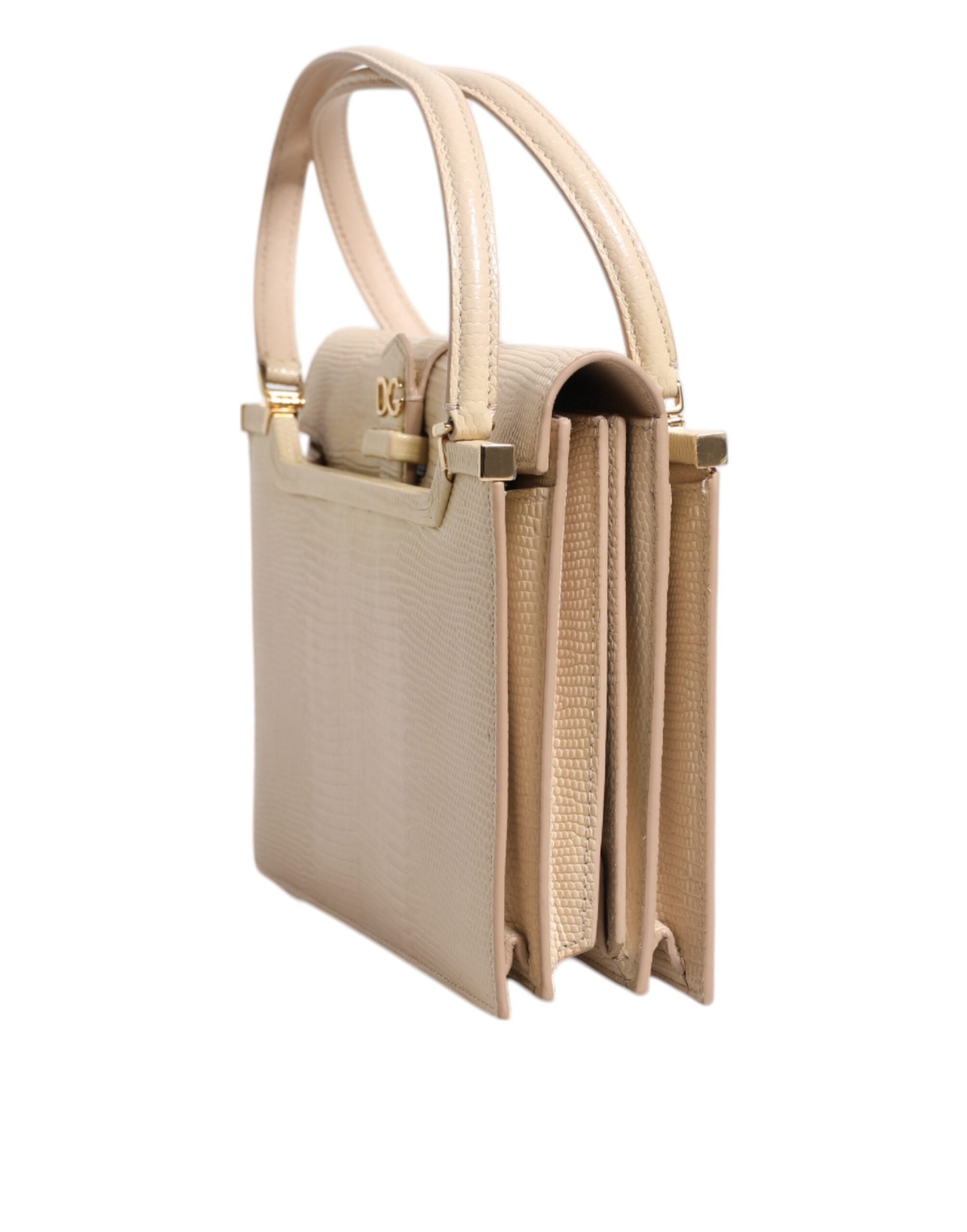 Beige läder Ingrid axelväska med topphandtag