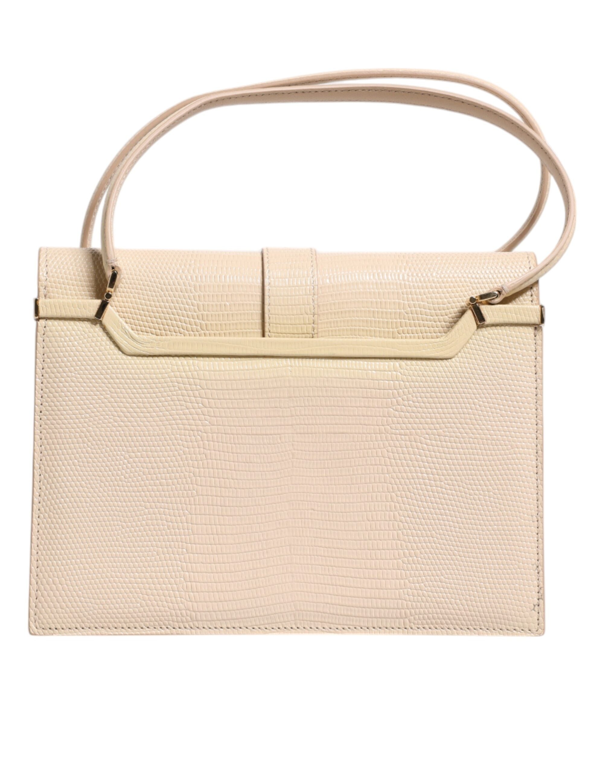 Beige läder Ingrid axelväska med topphandtag