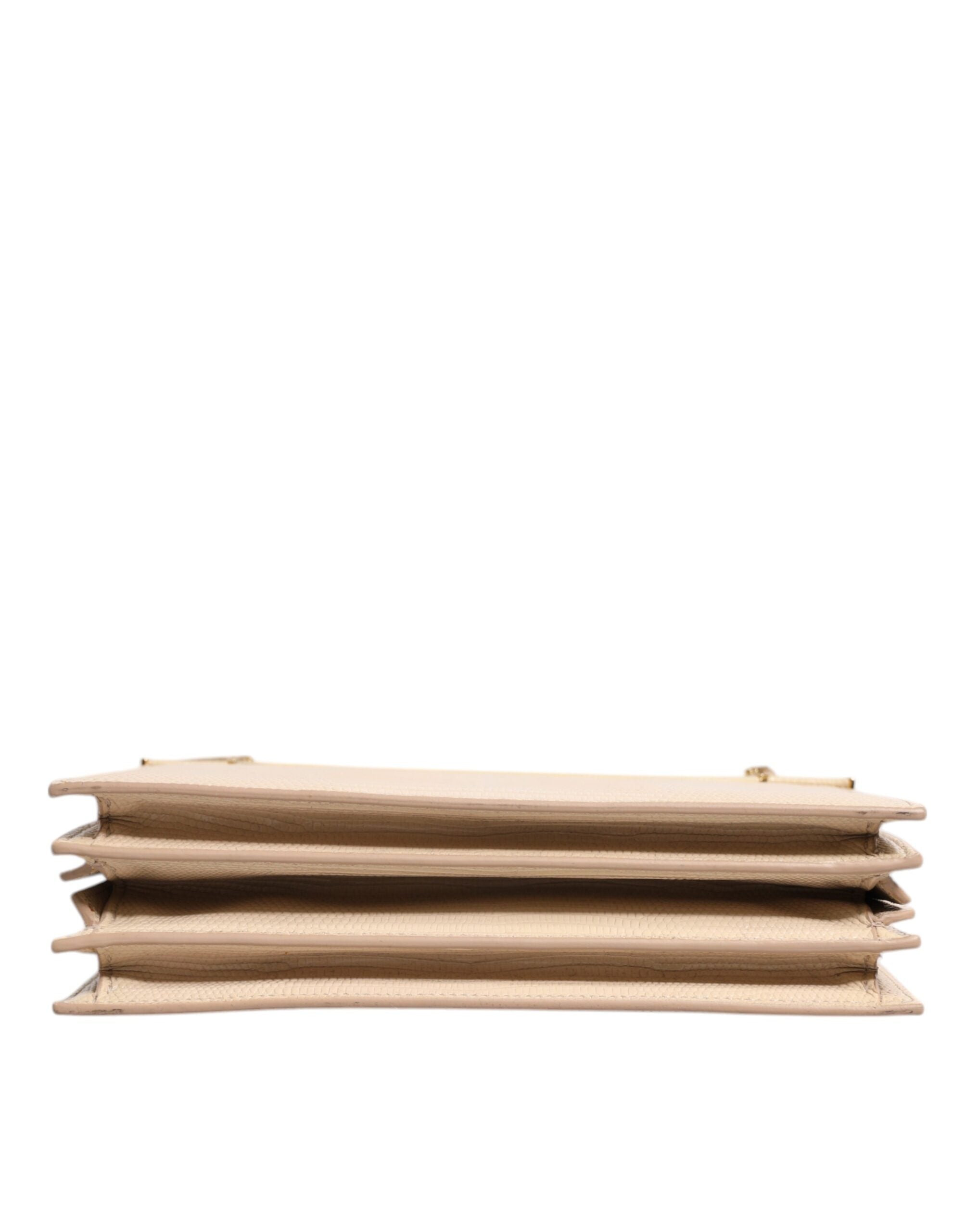 Beige läder Ingrid axelväska med topphandtag