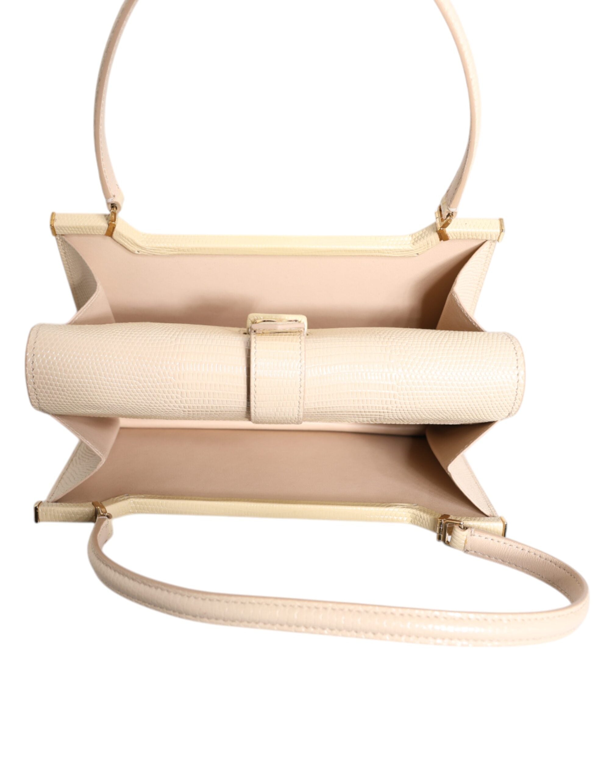 Beige läder Ingrid axelväska med topphandtag