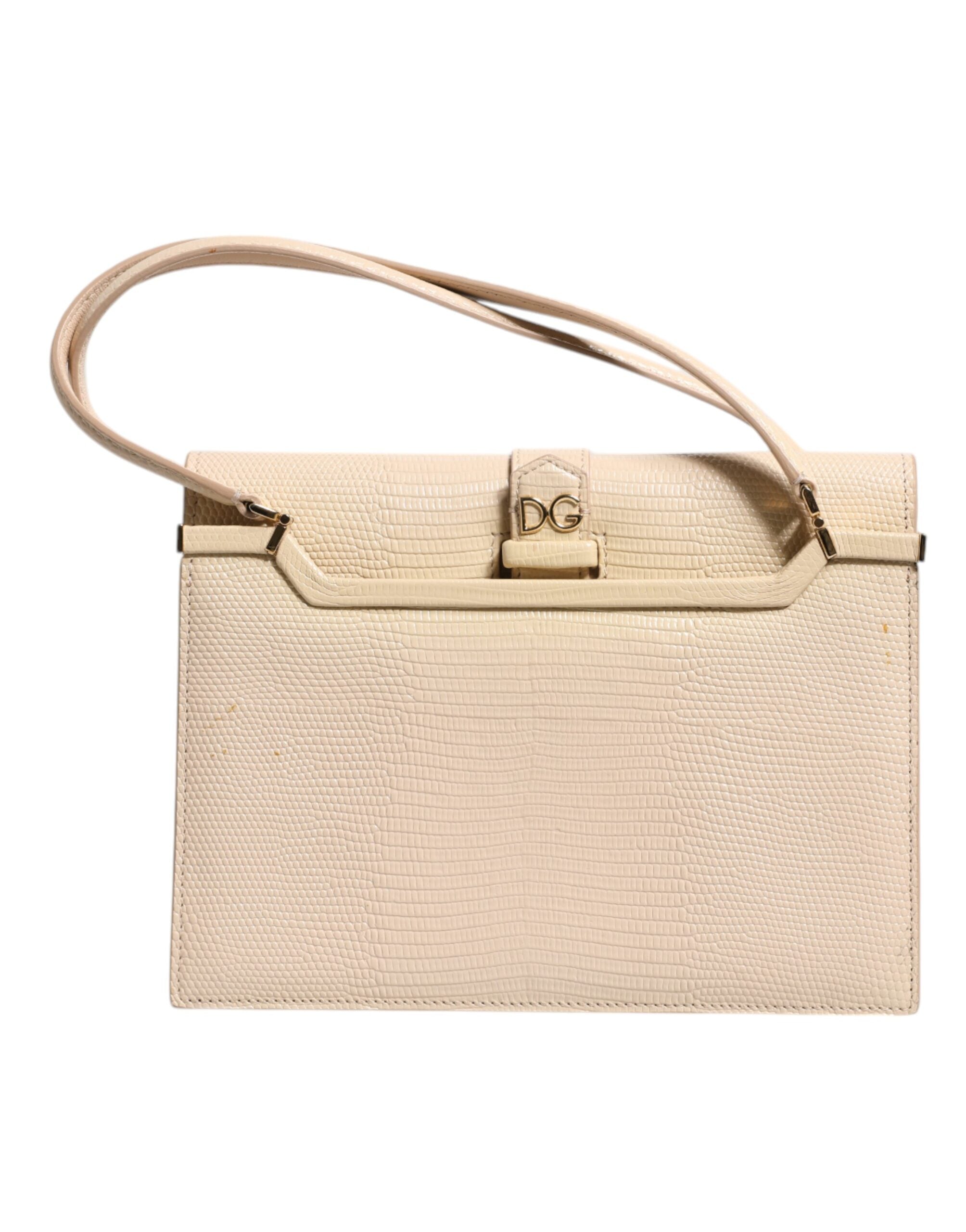 Beige läder Ingrid axelväska med topphandtag