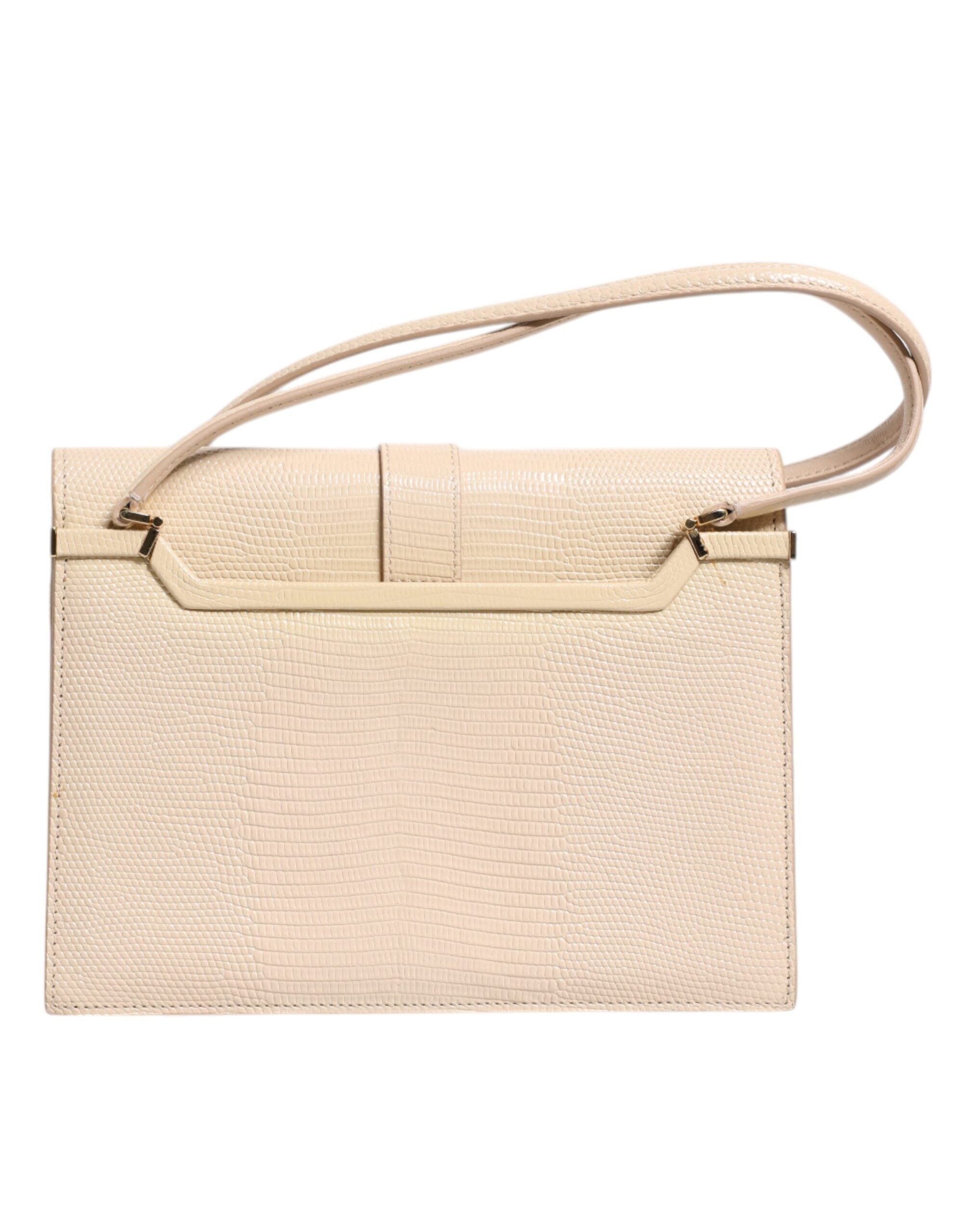 Beige läder Ingrid axelväska med topphandtag