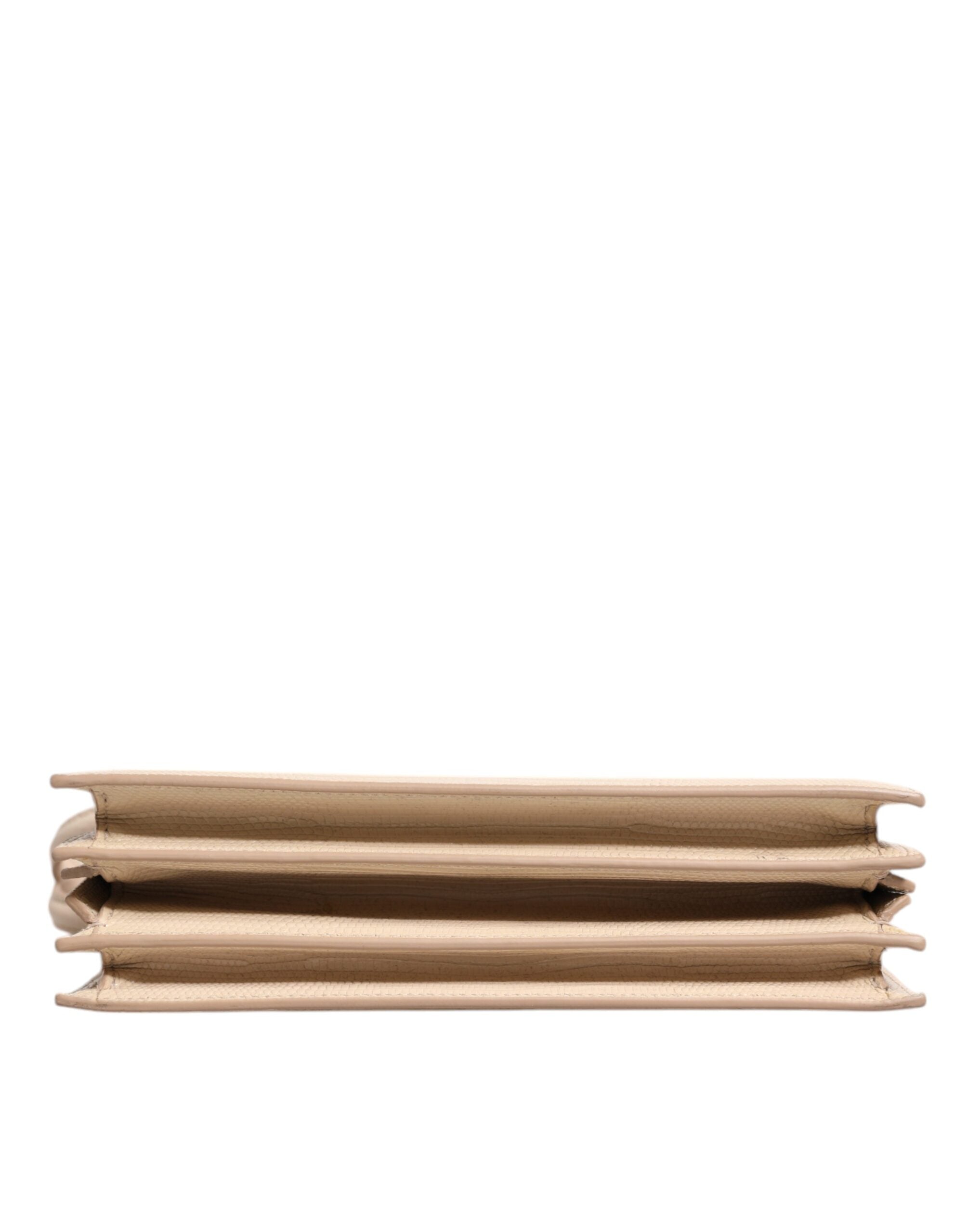 Beige läder Ingrid axelväska med topphandtag