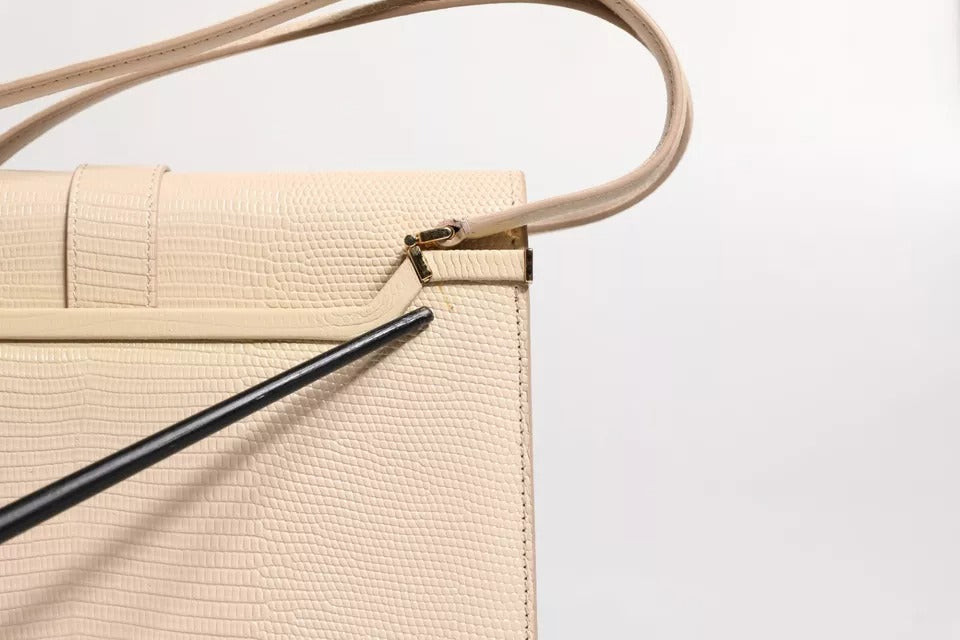 Beige läder Ingrid axelväska med topphandtag