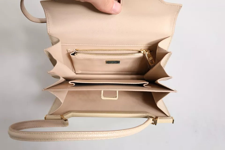 Beige läder Ingrid axelväska med topphandtag