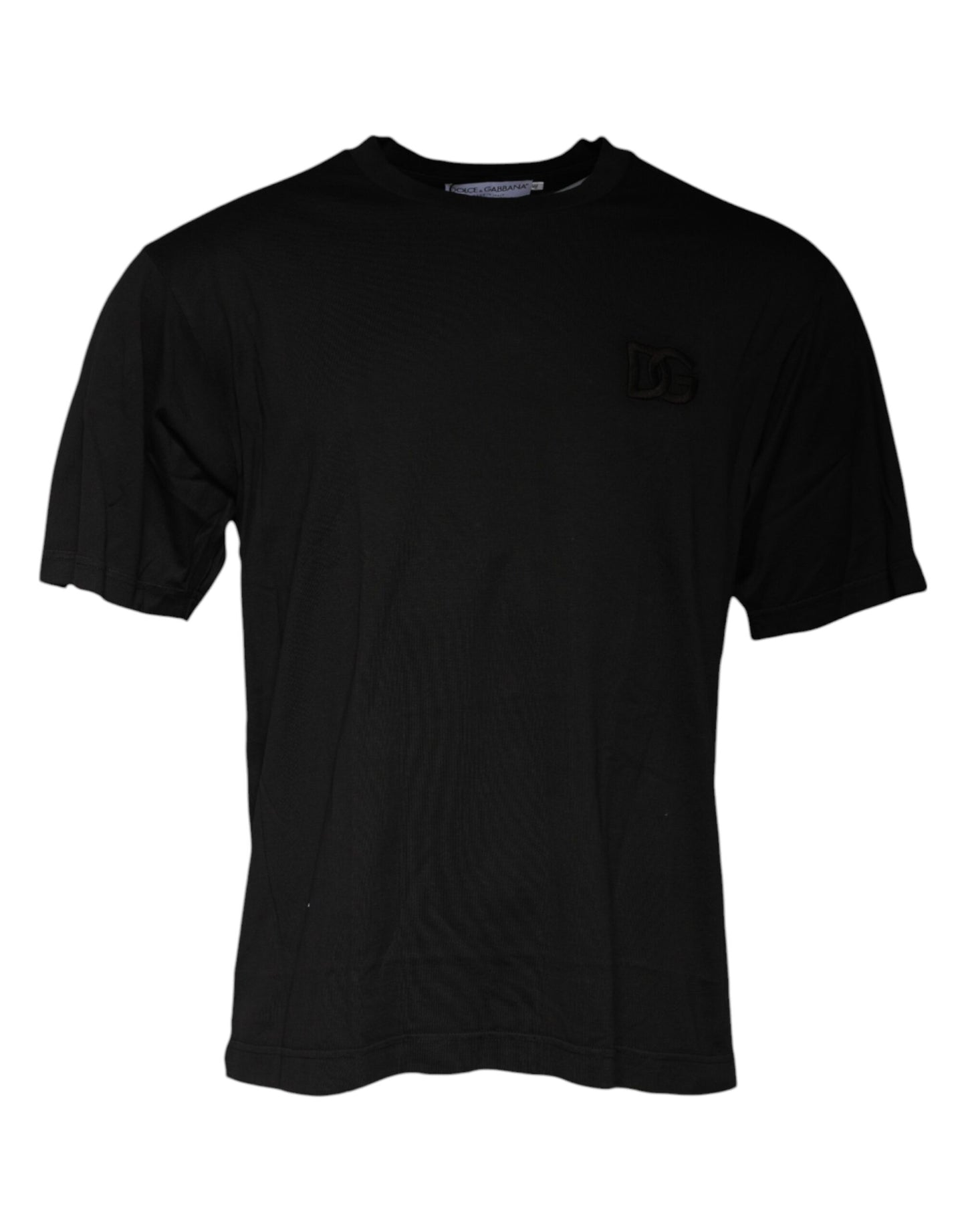 Dolce &amp; Gabbana svart bomulls-T-skjorte med rund hals og korte ermer