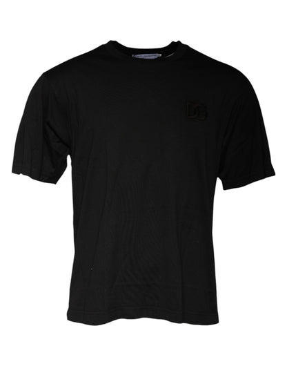 Dolce &amp; Gabbana svart bomulls-T-skjorte med rund hals og korte ermer