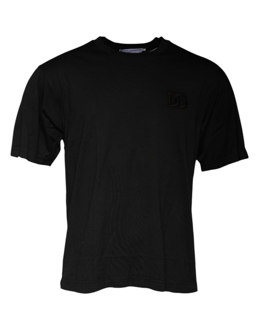 Dolce &amp; Gabbana svart bomulls-T-skjorte med rund hals og korte ermer