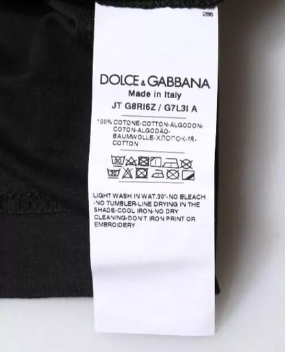 Dolce &amp; Gabbana svart bomulls-T-skjorte med rund hals og korte ermer