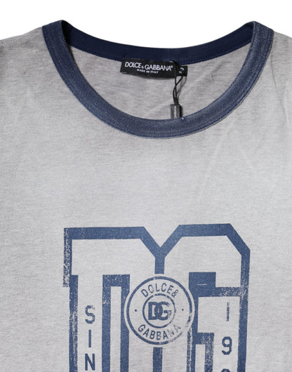 Dolce &amp; Gabbana grå logotrykk bomulls-T-skjorte med rund hals