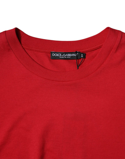 Dolce &amp; Gabbana Rød Logo Print Beskjært T-skjorte med Rund Hals