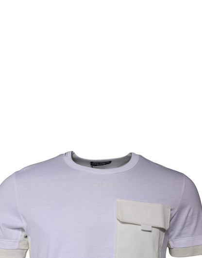 Dolce &amp; Gabbana Hvit bomulls-T-skjorte med rund hals og korte ermer