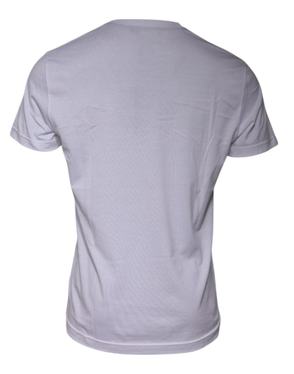 Dolce &amp; Gabbana Hvit Logotrykk Bomulls-T-skjorte med Rund Hals