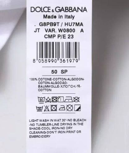 Dolce &amp; Gabbana Hvit Logotrykk Bomulls-T-skjorte med Rund Hals