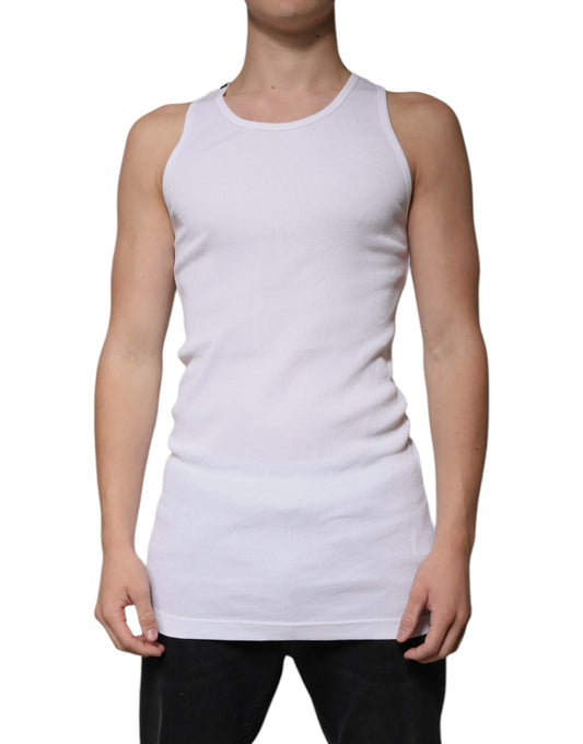 Dolce &amp; Gabbana Hvit bomulls-T-skjorte med ermer og rund hals