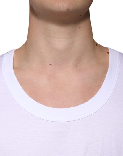 Dolce &amp; Gabbana Hvit bomulls-T-skjorte med ermer og rund hals